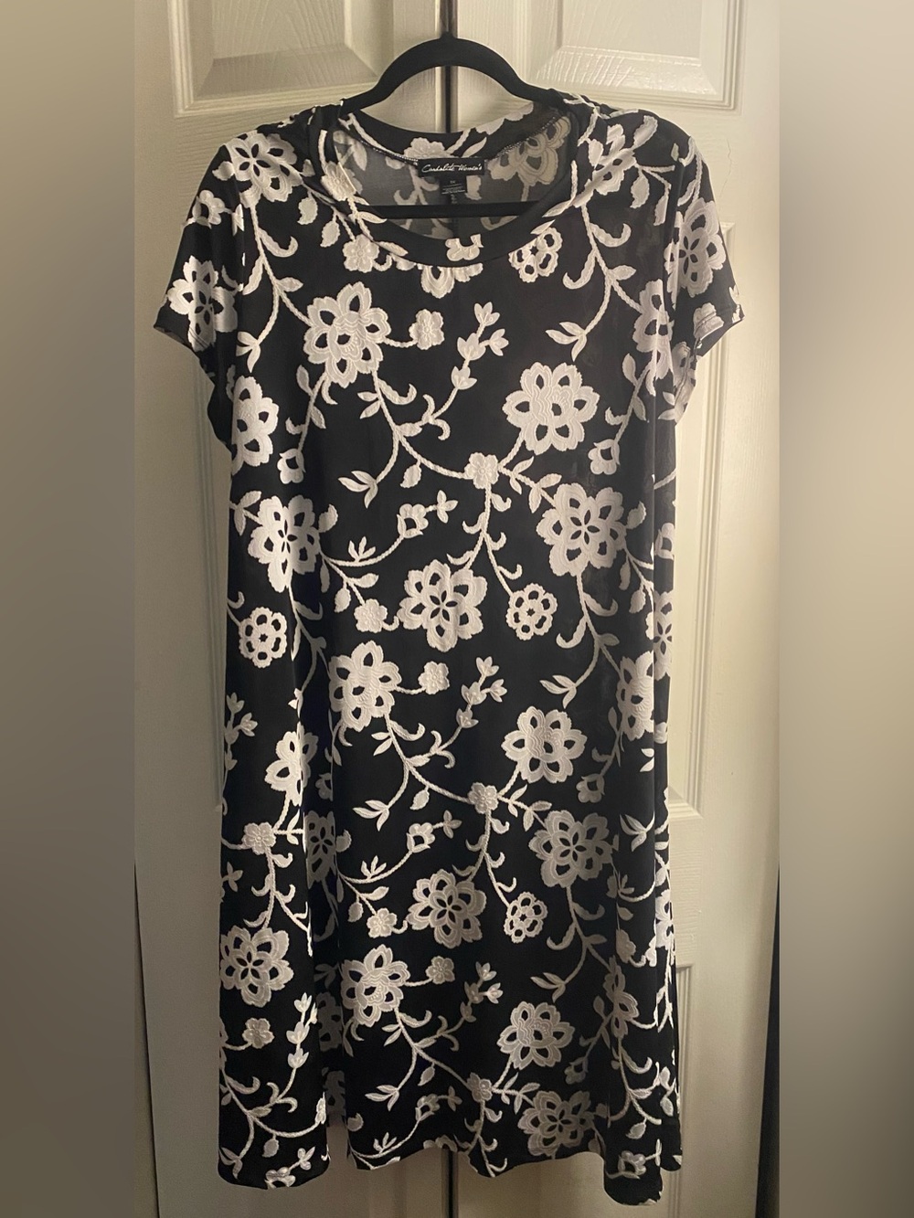Candalite Women's Black Dress with White Floral Print